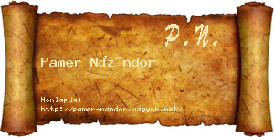 Pamer Nándor névjegykártya